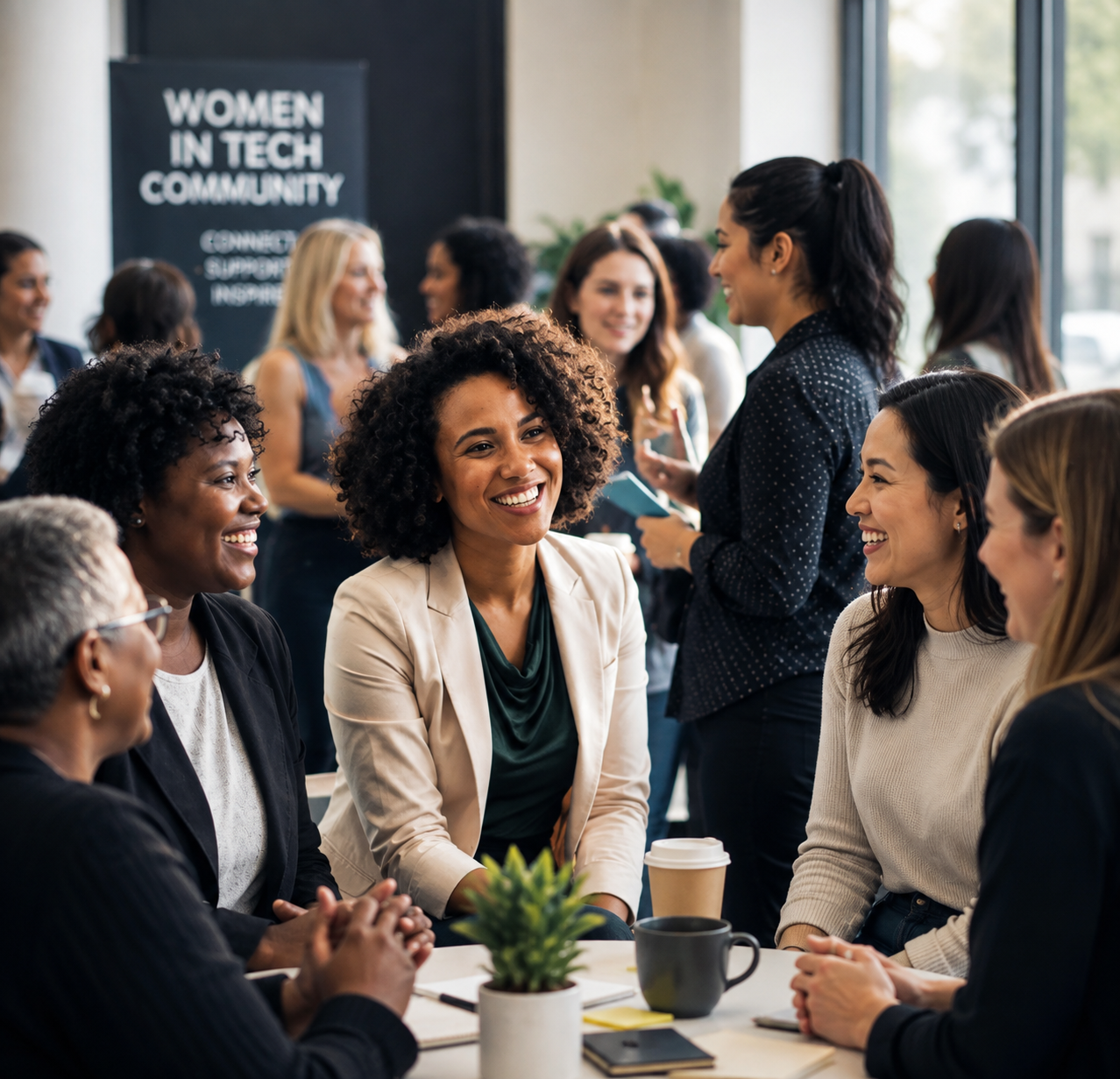 Women talking at event